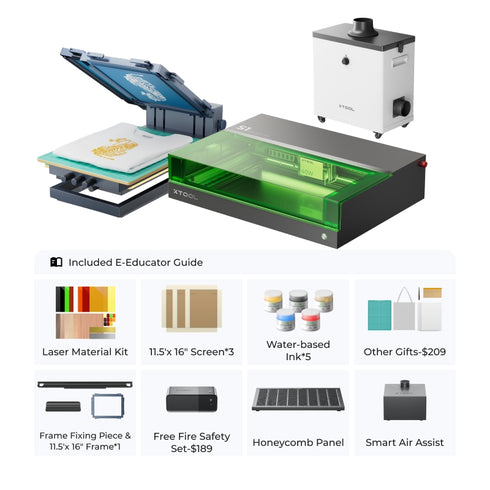 xTool S1 Screen Printing Kit: 1st Screen Printing Solution with Laser for Arts & Crafts