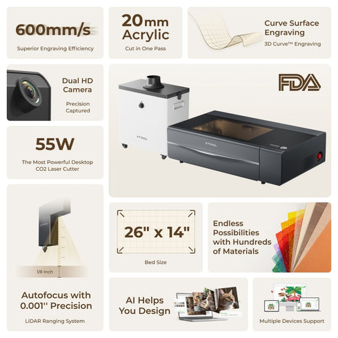 xTool P2 55W Desktop CO2 Laser Cutter for Schools