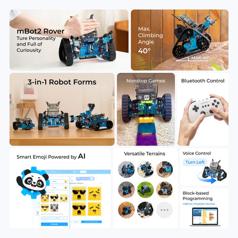 Makeblock mBot2 Rover Robotics Kit: Kid's Interactive Emo Robot for Coding Learning and Outdoor Play