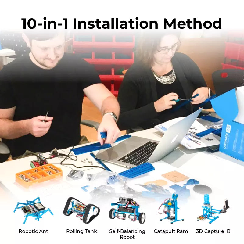 Robot education kit with 10 methods to assemble