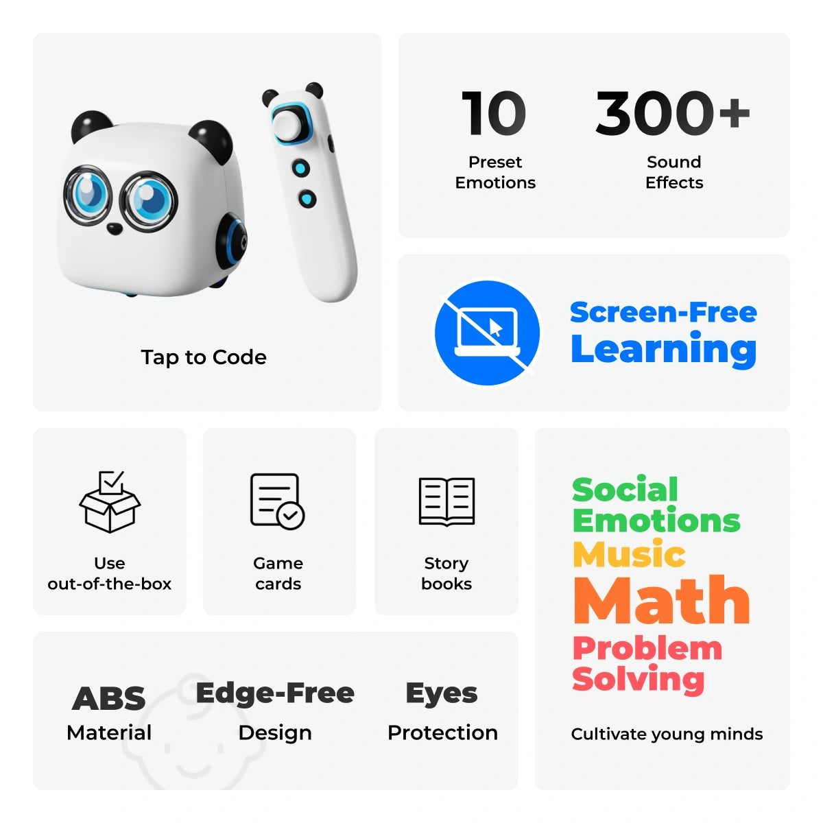 Makeblock mTiny: Smart Panda Robot for Preschoolers to Learn Coding, Music, Math, and Language.